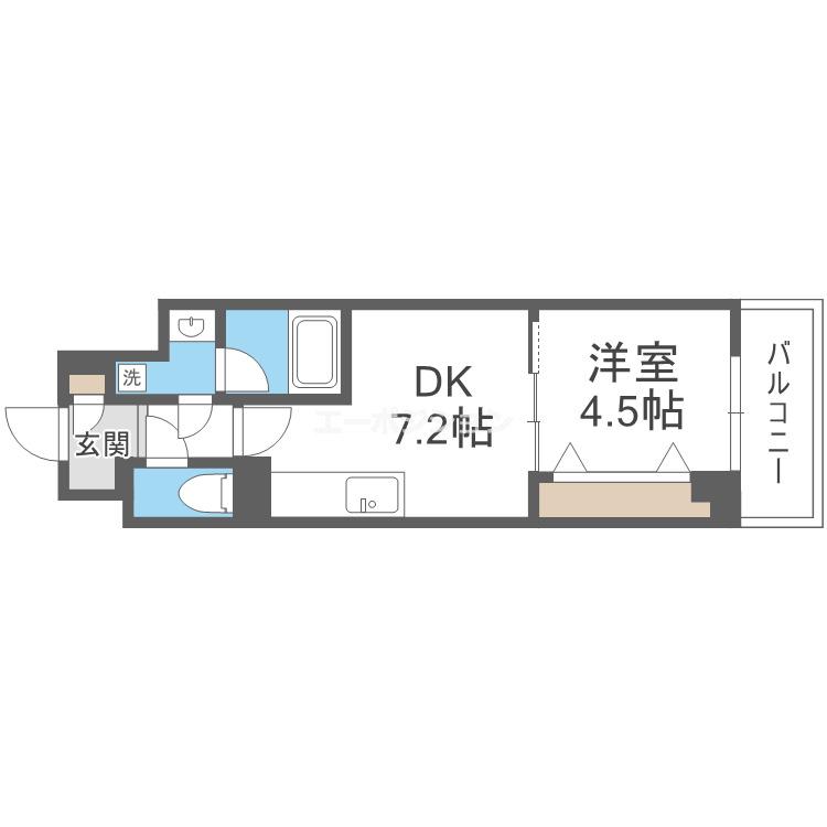 GIOIA NAMBA(1DK/6階)の間取り写真