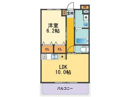 レジェンダリー甲子園浦風町(1LDK/4階)の間取り写真