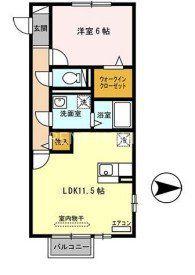 ドリーム葉月 七番館(1LDK/2階)の間取り写真