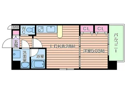 CHOEI65プレジオ中津(1LDK/2階)の間取り写真