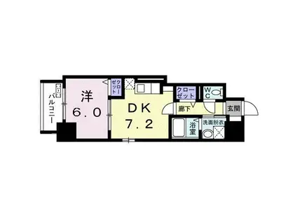 ウエストサイド中山道(1DK/4階)の間取り写真