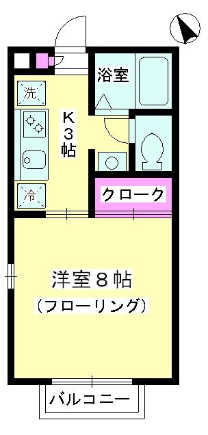 GRACECOURT海老名(1K/1階)の間取り写真