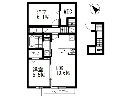ソラーナ(2LDK/2階)の間取り写真