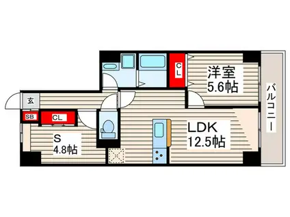 PARK MODERN西葛西(1SLDK/5階)の間取り写真