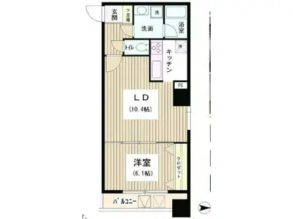 アクアコート(1LDK/10階)の間取り写真