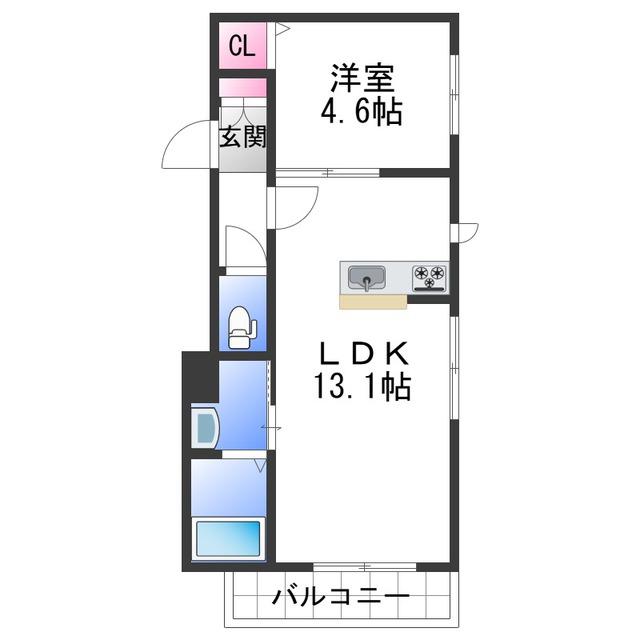  ベレオ茶屋ノ丁(1LDK/2階)の間取り写真