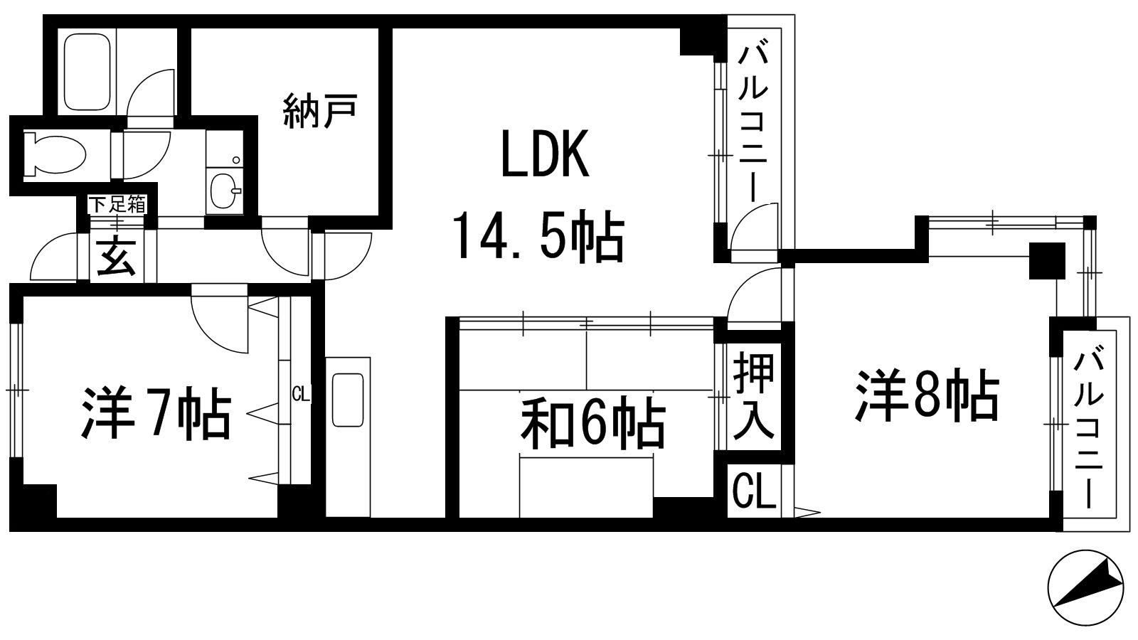 シュロス五月山Ⅲ(3SLDK/5階)の間取り写真