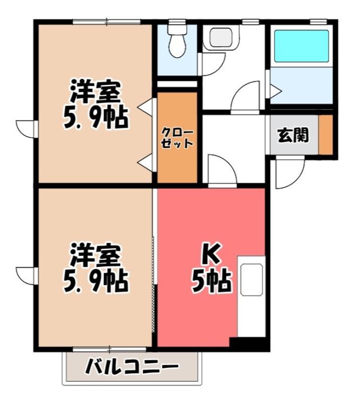 クレシェンテ F(2K/1階)の間取り写真