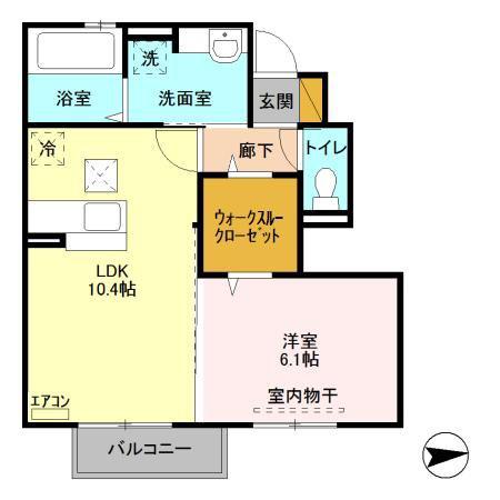 エスペランサII(1LDK/1階)の間取り写真