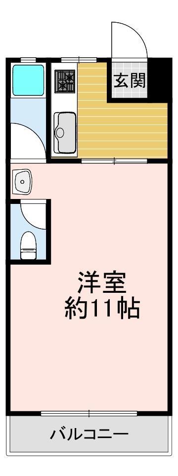 マンションカザミドリ(1K/3階)の間取り写真