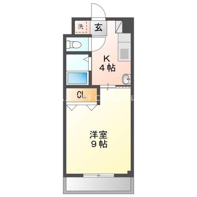 パラシオン(1K/3階)の間取り写真