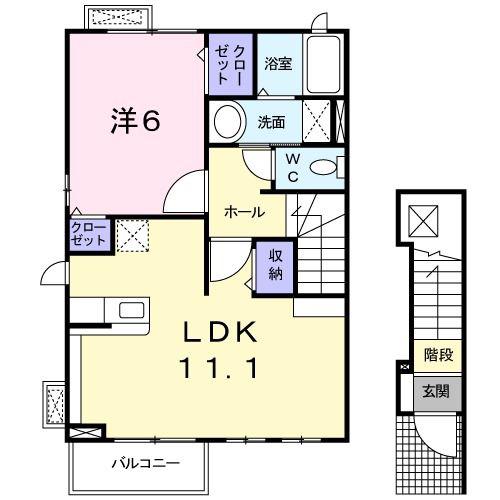 アニメートII(1LDK/2階)の間取り写真