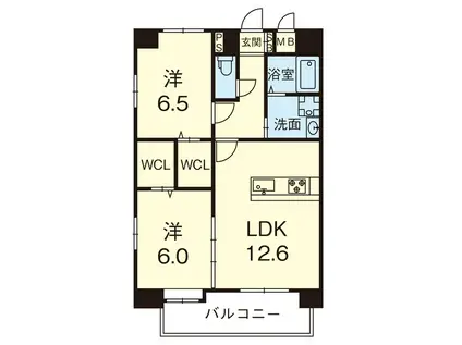 アステール菊陽(2LDK/5階)の間取り写真