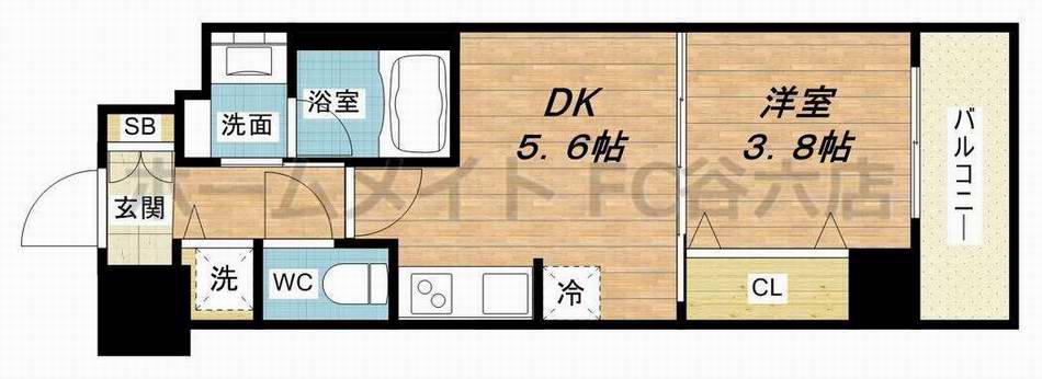 ラクラス本町東(1DK/3階)の間取り写真