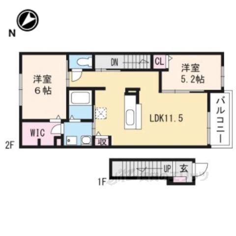 パラシオⅡ(2LDK/2階)の間取り写真