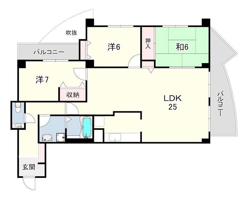 ル・パレ芦屋(3LDK/4階)の間取り写真