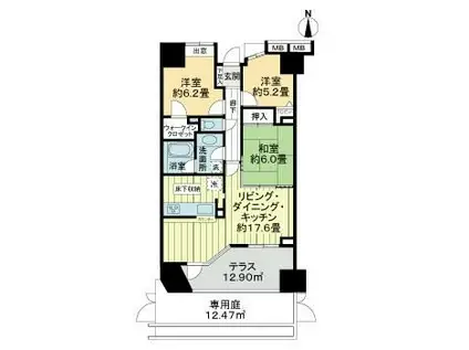 ライオンズステーションプラザ大和(3LDK/1階)の間取り写真