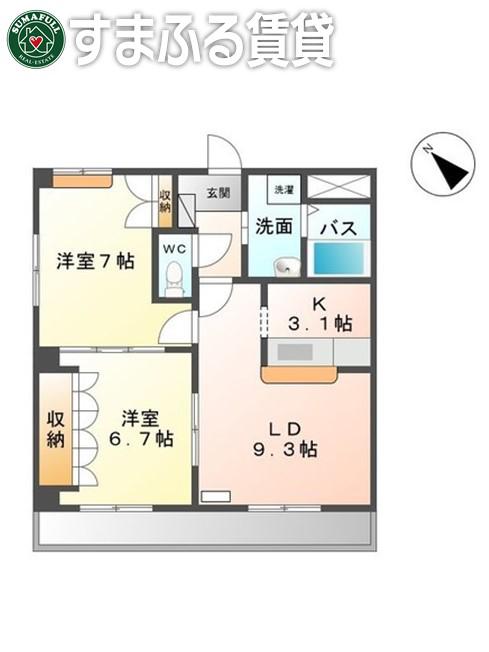 フォレストカワハラ(2LDK/3階)の間取り写真