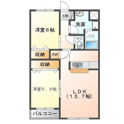 プランドール柏木(2LDK/2階)の間取り写真