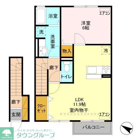 コンフォール奏(1LDK/2階)の間取り写真