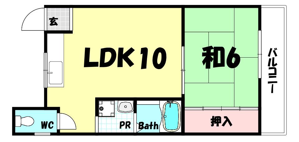 モンダハイツ(1LDK/2階)の間取り写真