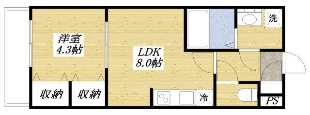 ジーメゾン福生加美平(1LDK/2階)の間取り写真