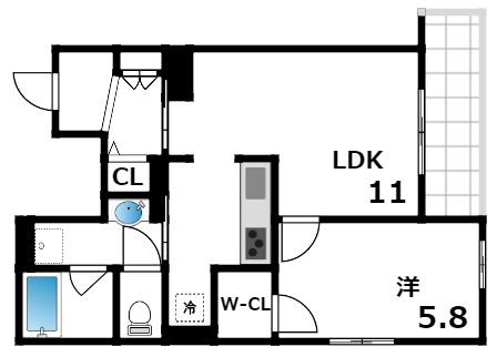 スリールオカモト(1LDK/1階)の間取り写真