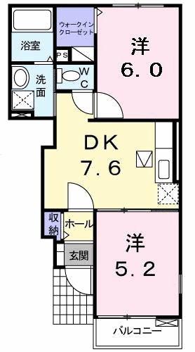 フラン コート ウエスト(2DK/1階)の間取り写真
