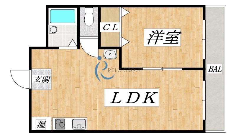 ロイヤル加美北(1LDK/2階)の間取り写真