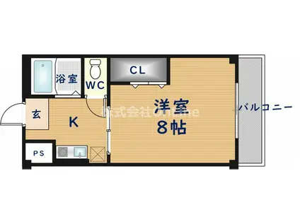 アルプスハウス(1K/2階)の間取り写真