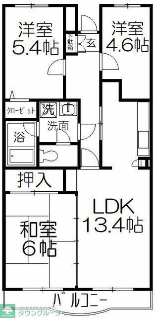 ＪＲ南武線 武蔵中原駅 徒歩15分 5階建 築32年(3LDK/2階)の間取り写真