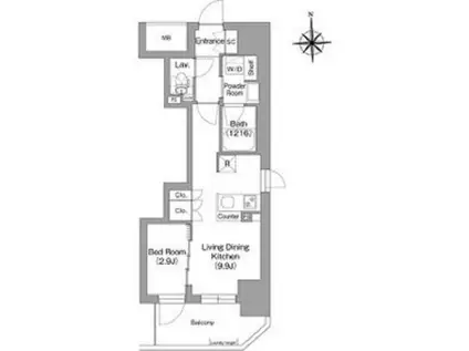 コンフォリア・リヴ博労町一丁目Q(1LDK/5階)の間取り写真