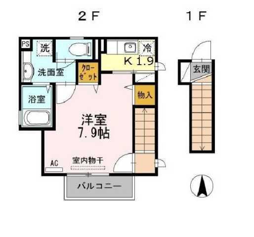 ドエル中野III(1K/2階)の間取り写真