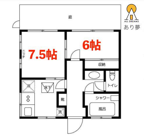 南ハウス(2DK/1階)の間取り写真