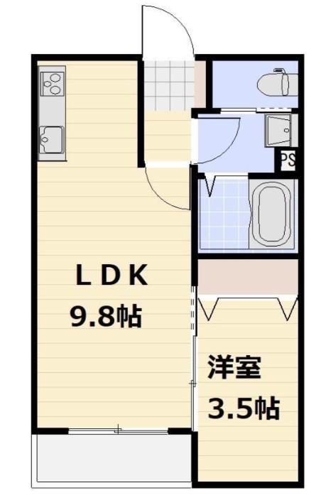 ヴェルデ・ヴェント(1LDK/1階)の間取り写真