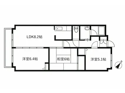 ダイアパレス青山弐番館(3DK/2階)の間取り写真