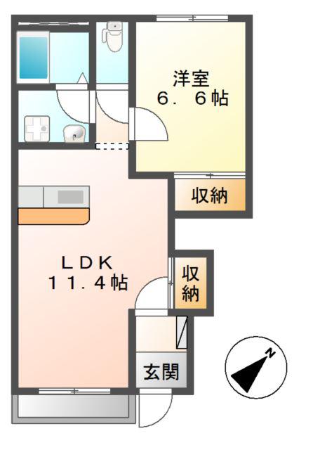 メルヴェール(1LDK/1階)の間取り写真