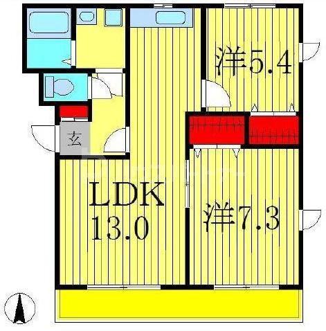グランド・カオルI(2LDK/1階)の間取り写真