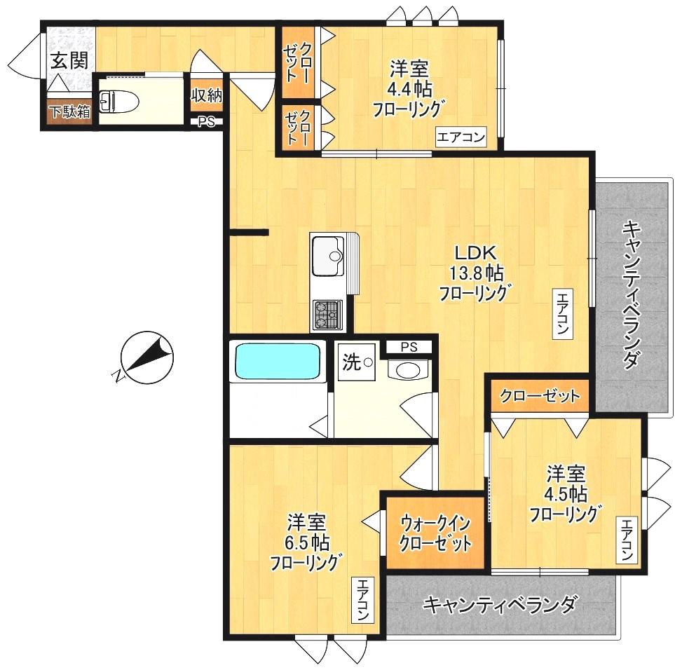ゲートフロント(3LDK/2階)の間取り写真