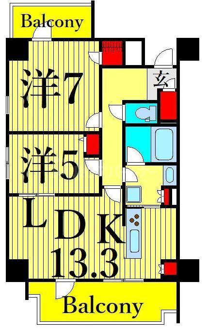 レジディア町屋(2LDK/8階)の間取り写真