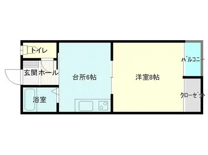 カーム・シティ(1DK/2階)の間取り写真