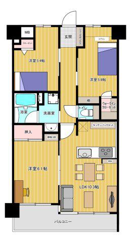 エグゼK&KI(3LDK/4階)の間取り写真
