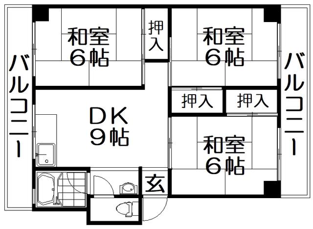 さつき丘コーポラス(3DK/1階)の間取り写真