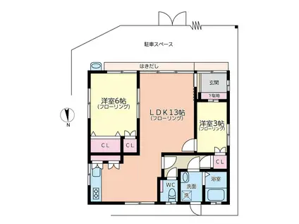 サンハイツタナカ(2LDK/1階)の間取り写真