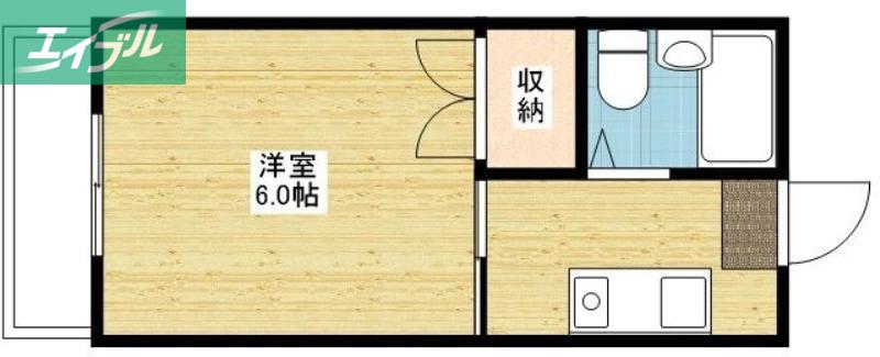 ハイパディ(1K/2階)の間取り写真
