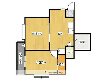 プリーメルハイツ藤崎(2DK/4階)の間取り写真