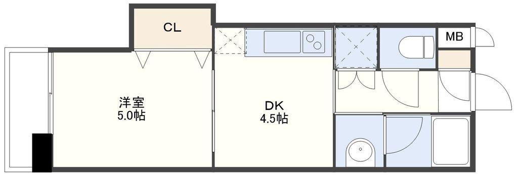 コンフォートヒル(1DK/6階)の間取り写真