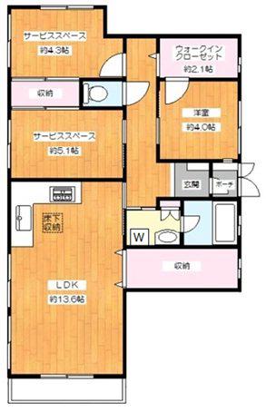 ソレアード代沢(1SLDK/1階)の間取り写真