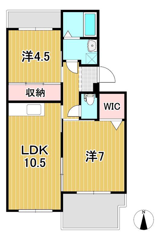 サンハイツ大みか(2LDK/4階)の間取り写真