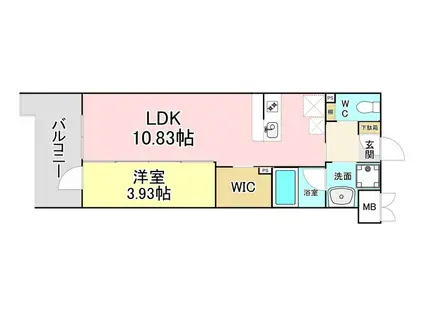 ウイングス城野駅前(1LDK/4階)の間取り写真